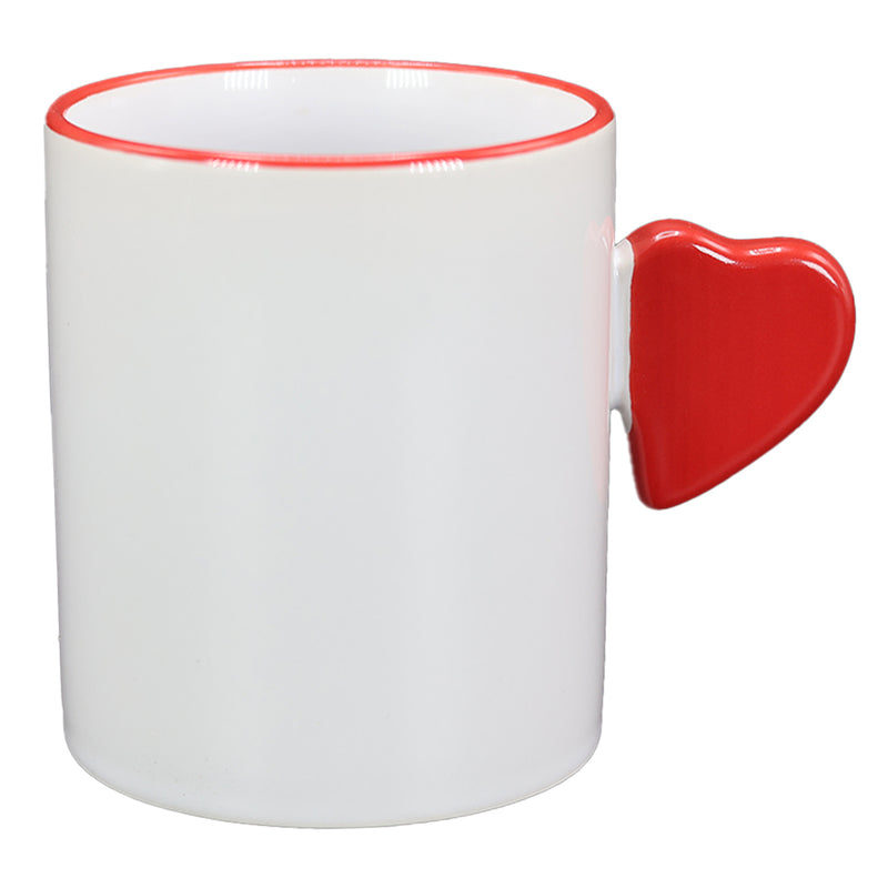 TAZA BLANCA CON ROJO DE CORAZÓN