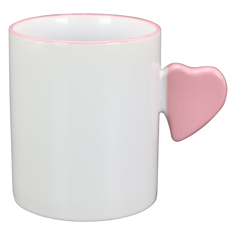 TAZA BLANCA CON ROSADO DE CORAZÓN