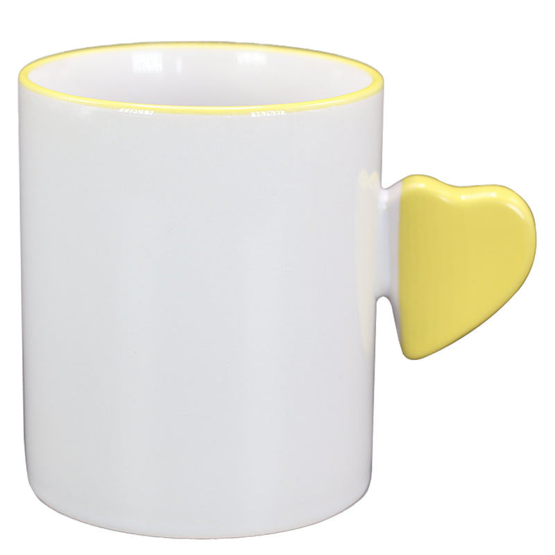 TAZA BLANCA CON AMARILLO DE CORAZÓN