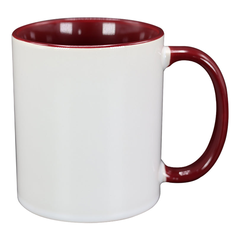 TAZA BLANCA CON  ROJO VINO