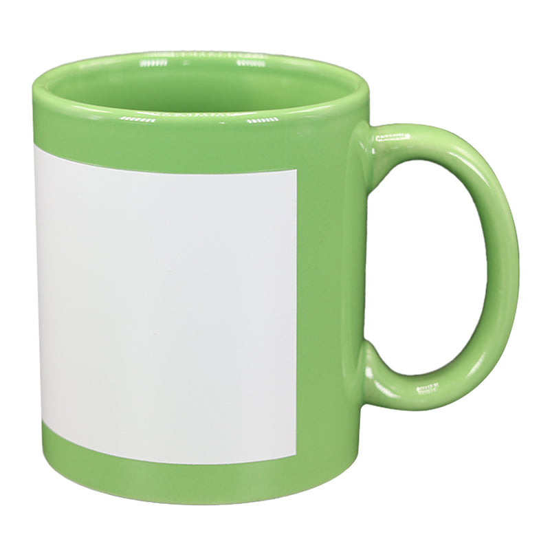 TAZA VERDE CON CUADRO BLANCO