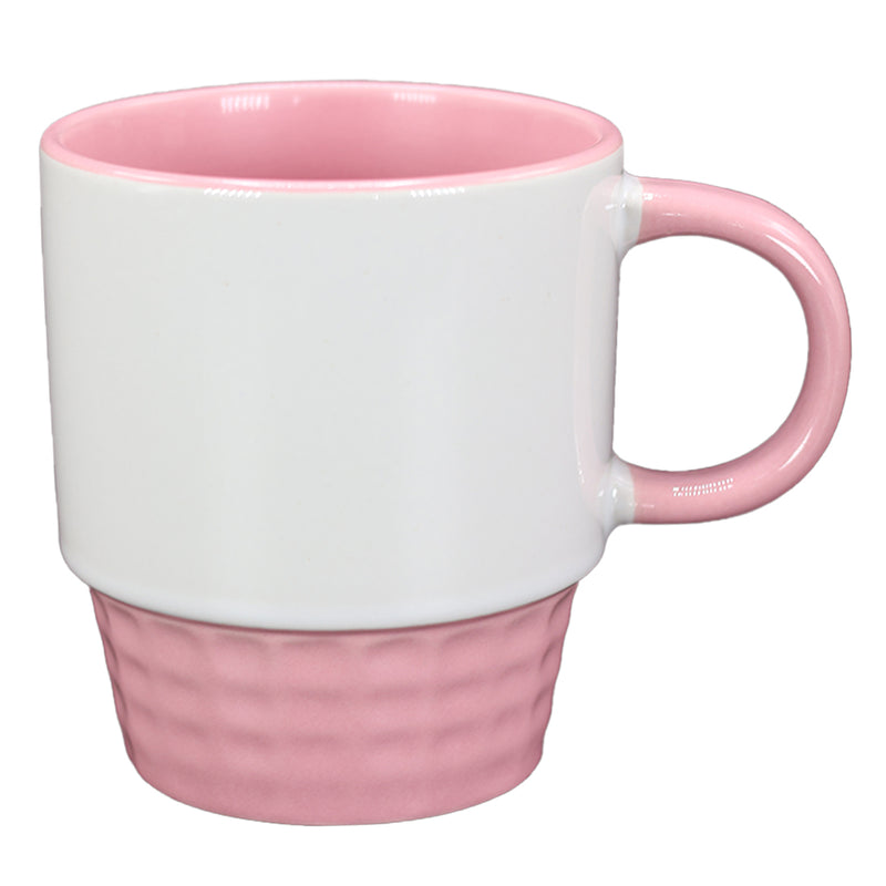 TAZA BLANCA CON ROSADO TEXTURIZADO