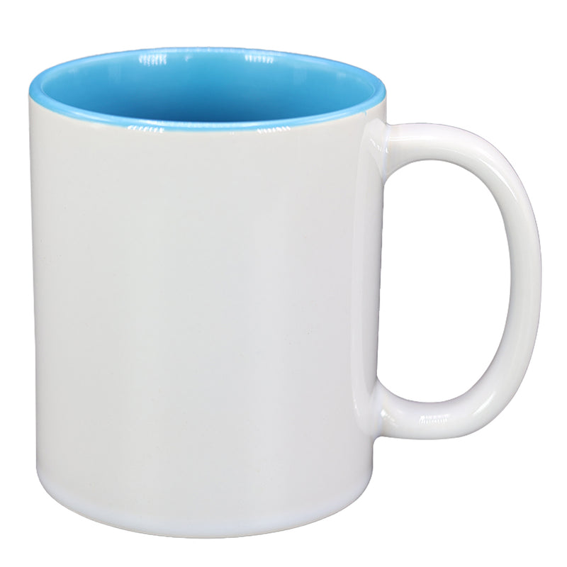 TAZA BLANCA CON CELESTE