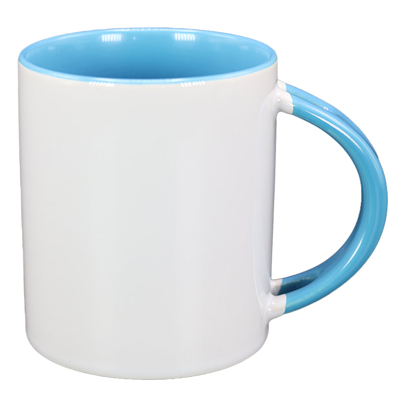 TAZA BLANCA CON CELESTE