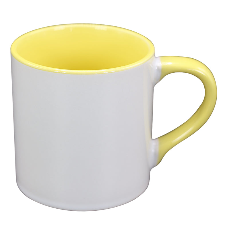 TAZA BLANCA CON AMARILLO