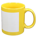 TAZA AMARILLO CON CUADRO BLANCO
