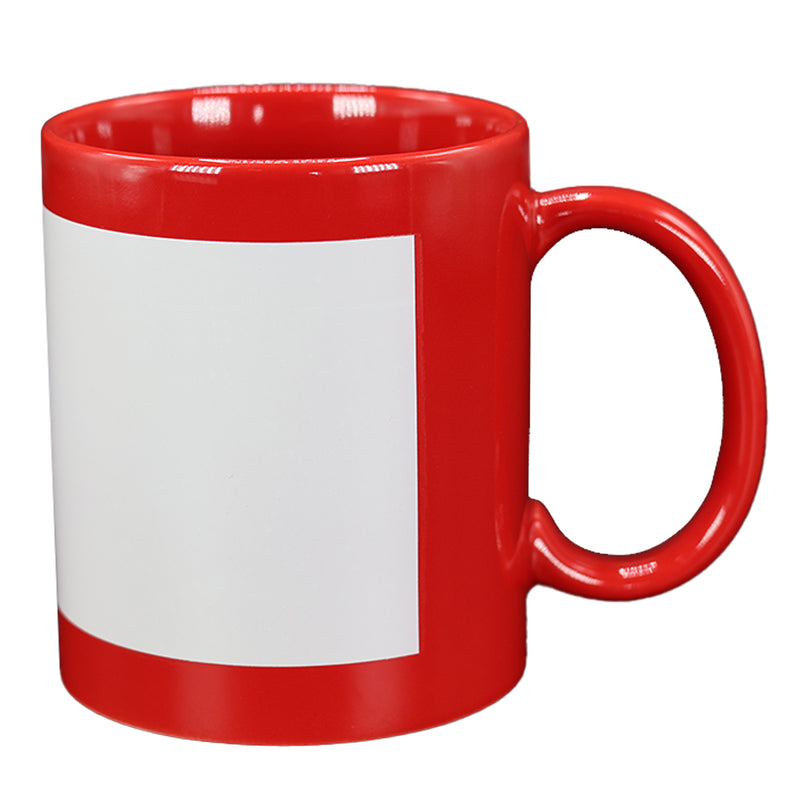 TAZA ROJO CON CUADRO BLANCO