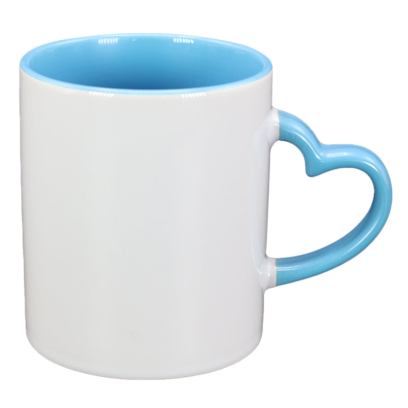 TAZA BLANCA CON CELESTE DE CORAZÓN