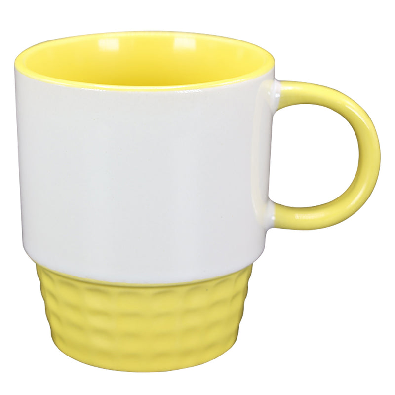 TAZA BLANCA CON AMARILLO TEXTURIZADO