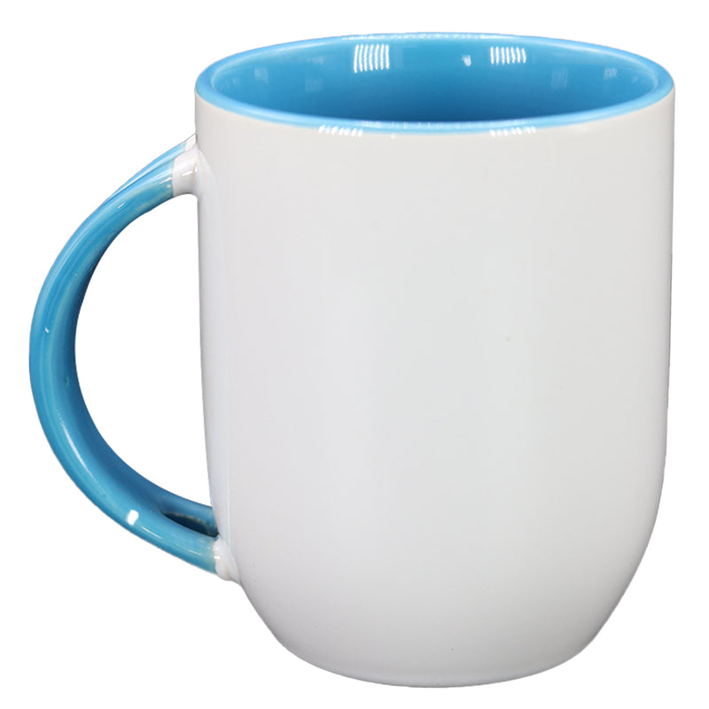 TAZA BLANCA CON CELESTE