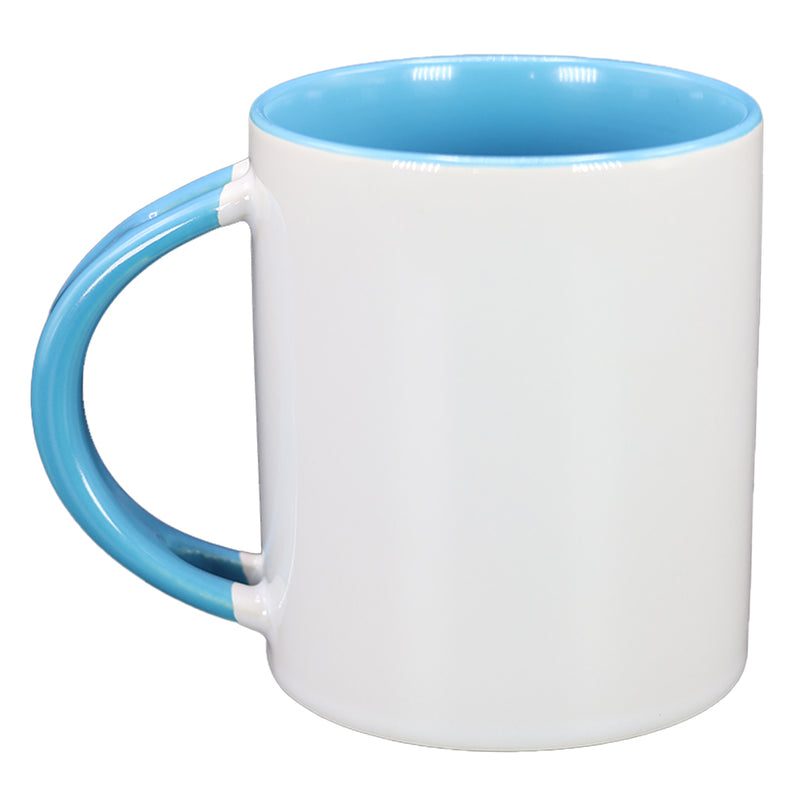 TAZA BLANCA CON CELESTE