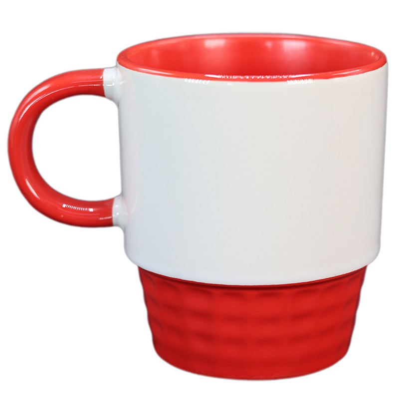 TAZA BLANCA CON ROJO TEXTURIZADO