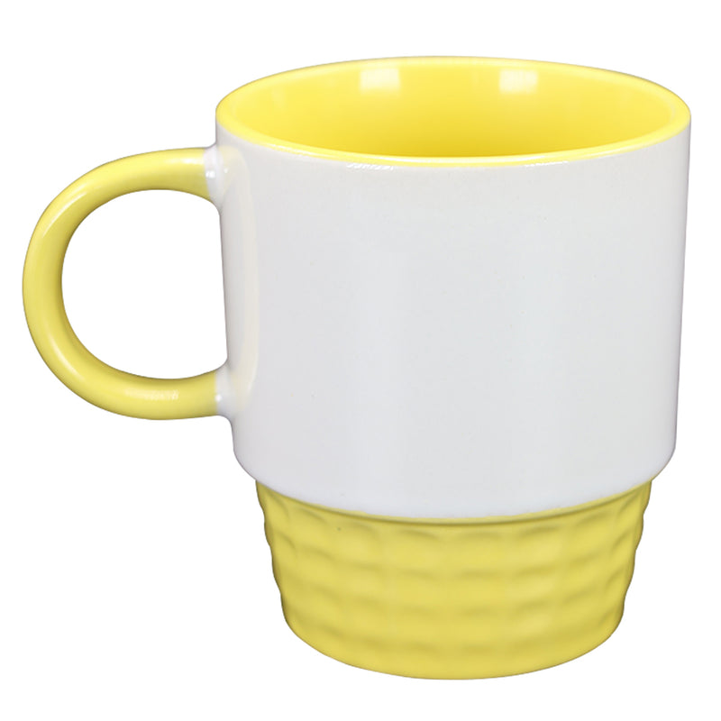 TAZA BLANCA CON AMARILLO TEXTURIZADO