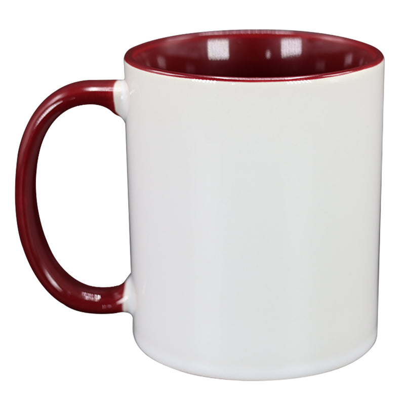 TAZA BLANCA CON  ROJO VINO