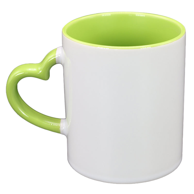 TAZA BLANCA CON VERDE DE CORAZÓN