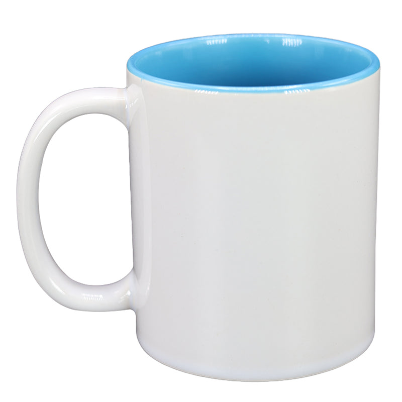 TAZA BLANCA CON CELESTE