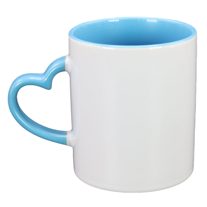 TAZA BLANCA CON CELESTE DE CORAZÓN