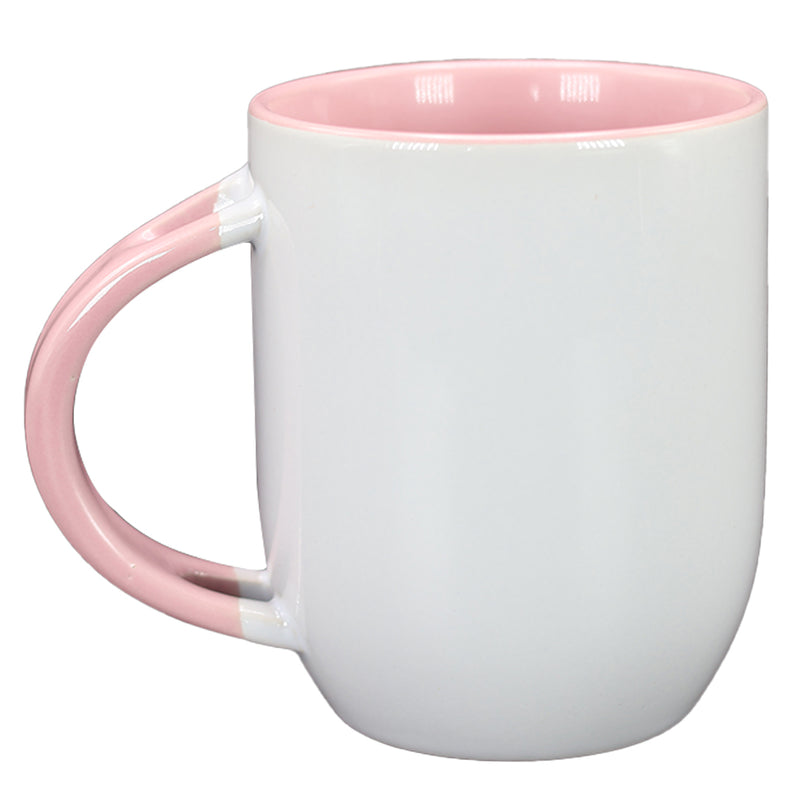 TAZA BLANCA CON ROSADO