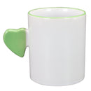 TAZA BLANCA CON VERDE CLARO DE CORAZÓN