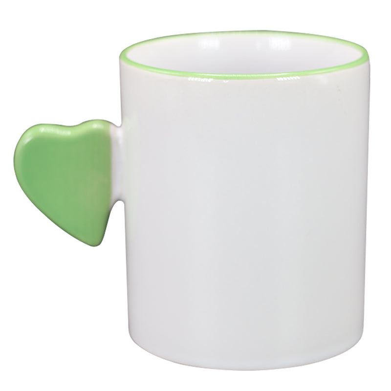 TAZA BLANCA CON VERDE CLARO DE CORAZÓN