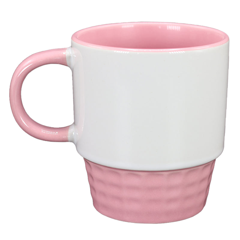 TAZA BLANCA CON ROSADO TEXTURIZADO