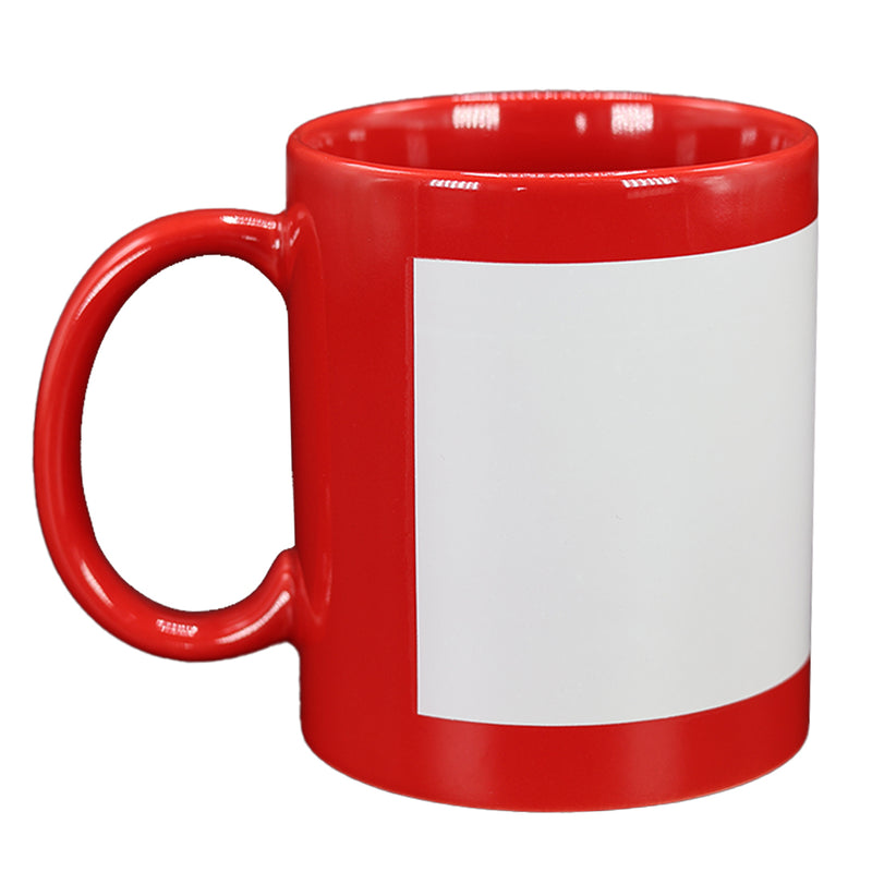 TAZA ROJO CON CUADRO BLANCO