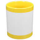 TAZA AMARILLO CON CUADRO BLANCO