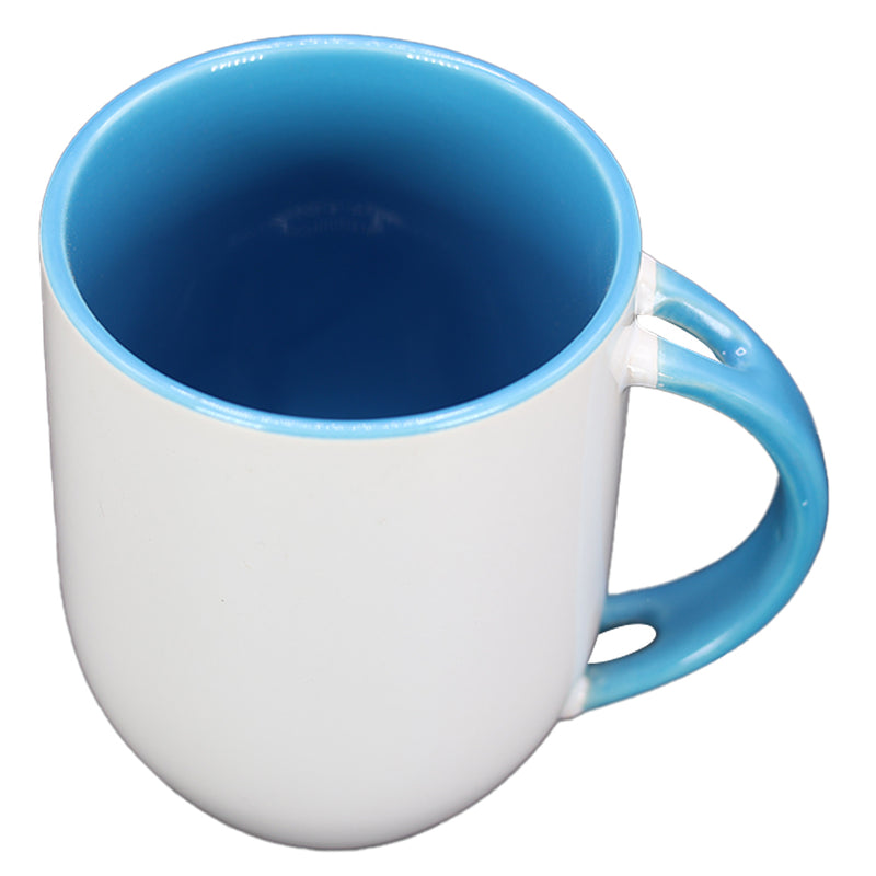 TAZA BLANCA CON CELESTE