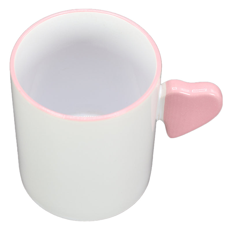 TAZA BLANCA CON ROSADO DE CORAZÓN