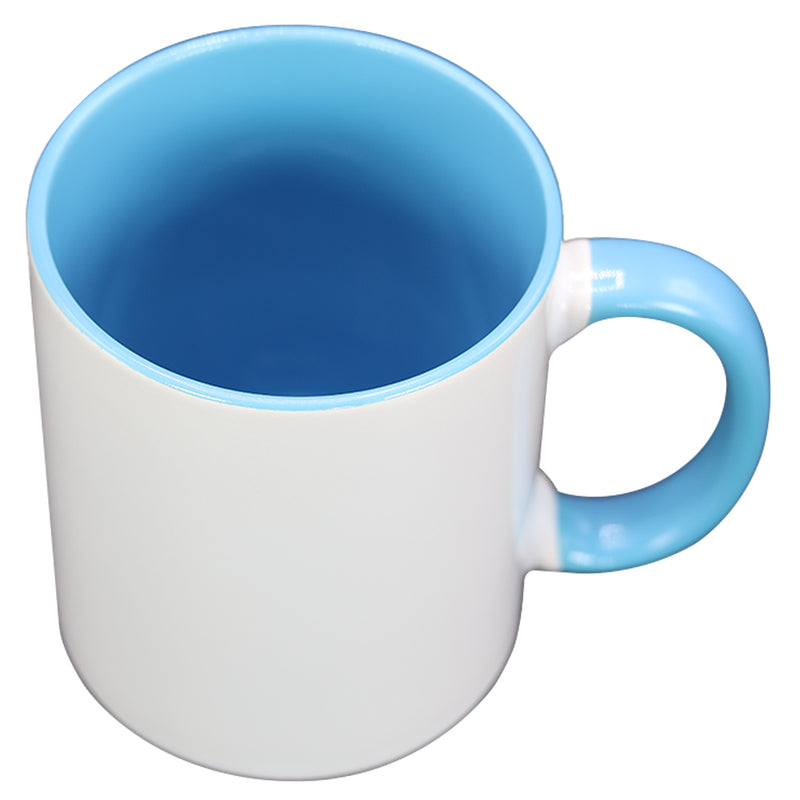 TAZA BLANCO CON CELESTE