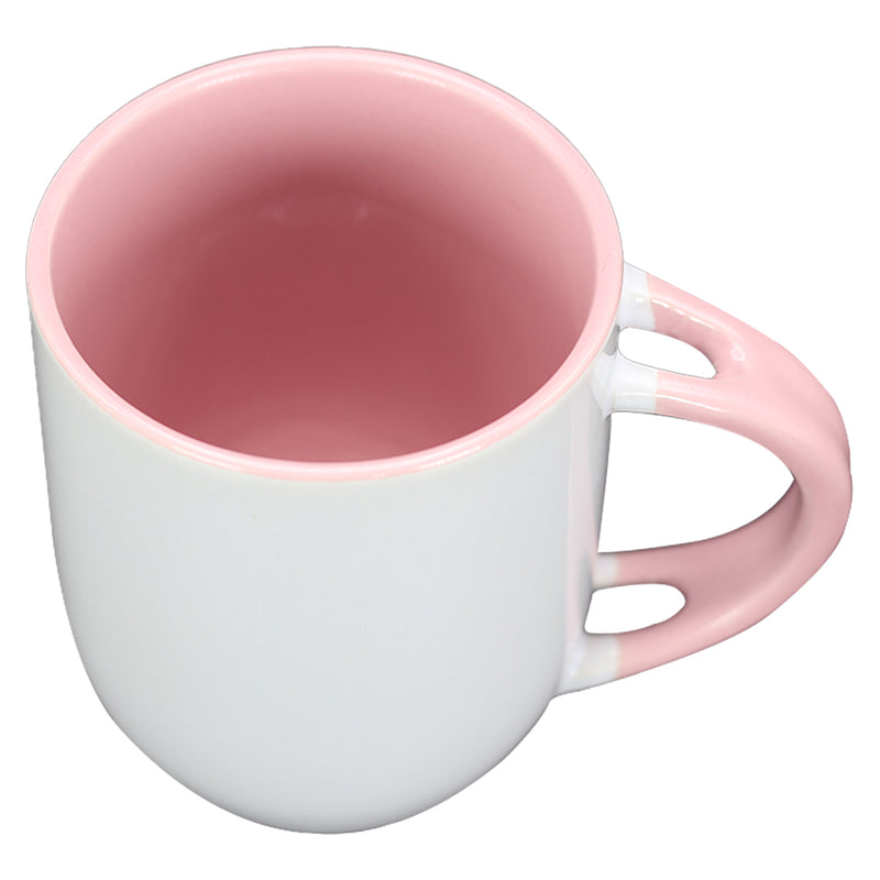 TAZA BLANCA CON ROSADO