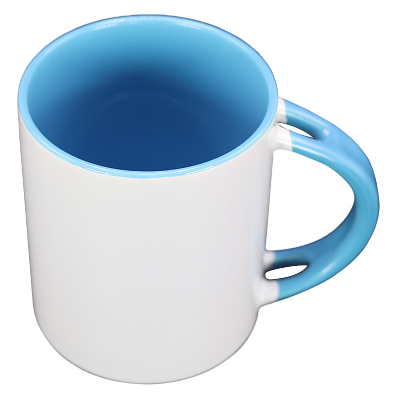 TAZA BLANCA CON CELESTE