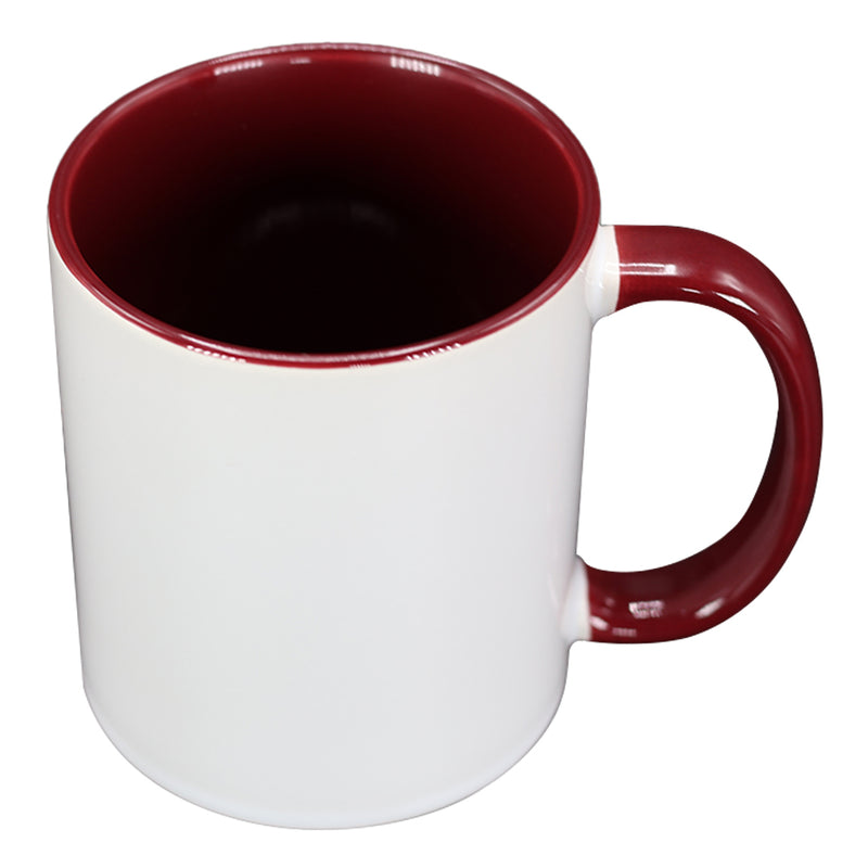 TAZA BLANCA CON  ROJO VINO