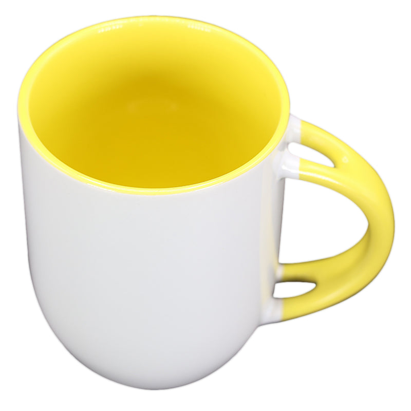 TAZA BLANCA CON AMARILLO