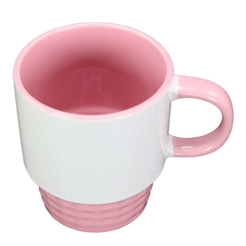 TAZA BLANCA CON ROSADO TEXTURIZADO