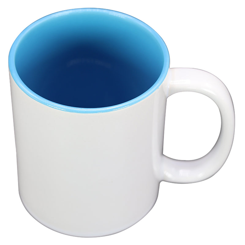 TAZA BLANCA CON CELESTE