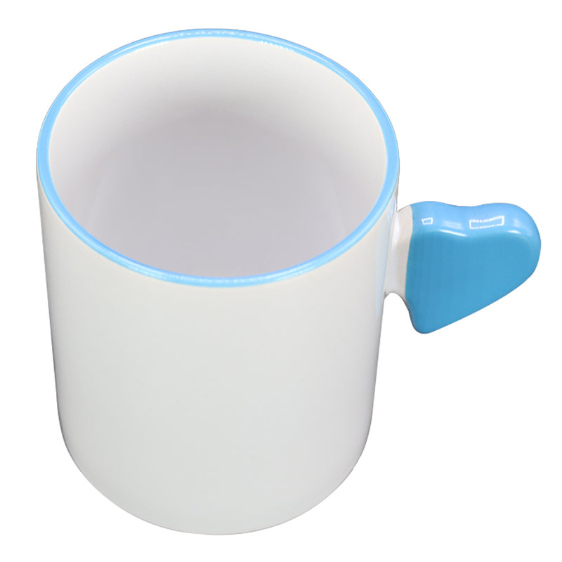 TAZA BLANCA CON CELESTE DE CORAZÓN