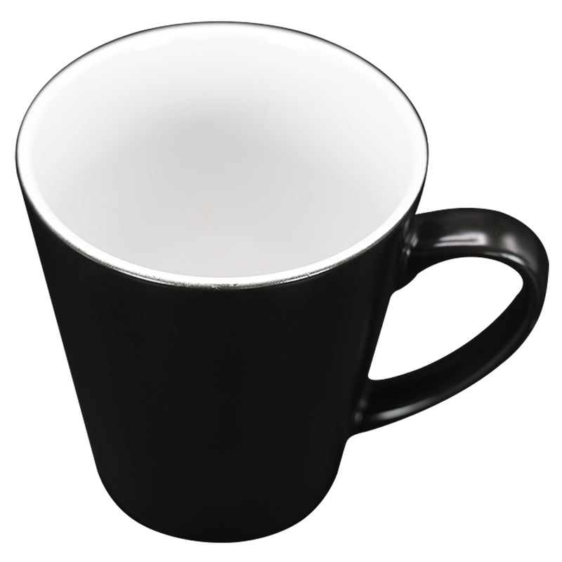 TAZA MÁGICA NEGRA CON BLANCO EN FORMA DE CONO