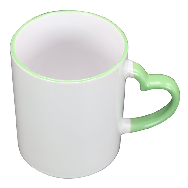 TAZA BLANCA CON VERDE DE CORAZÓN