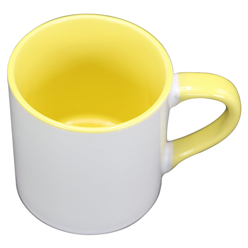 TAZA BLANCA CON AMARILLO