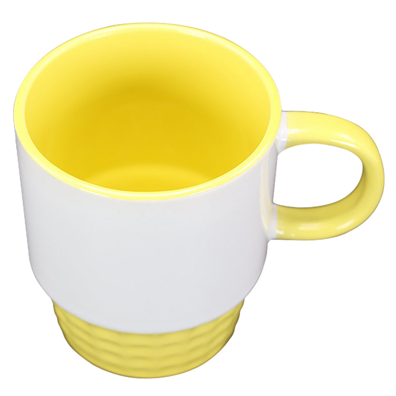 TAZA BLANCA CON AMARILLO TEXTURIZADO