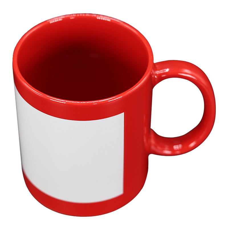 TAZA ROJO CON CUADRO BLANCO