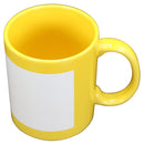 TAZA AMARILLO CON CUADRO BLANCO