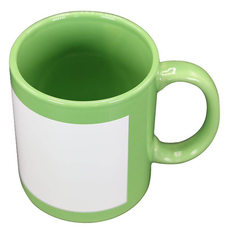 TAZA VERDE CON CUADRO BLANCO