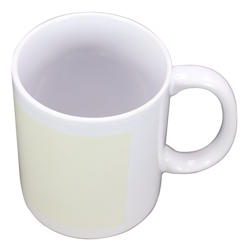 TAZA BLANCA CON CUADRO BLANCO